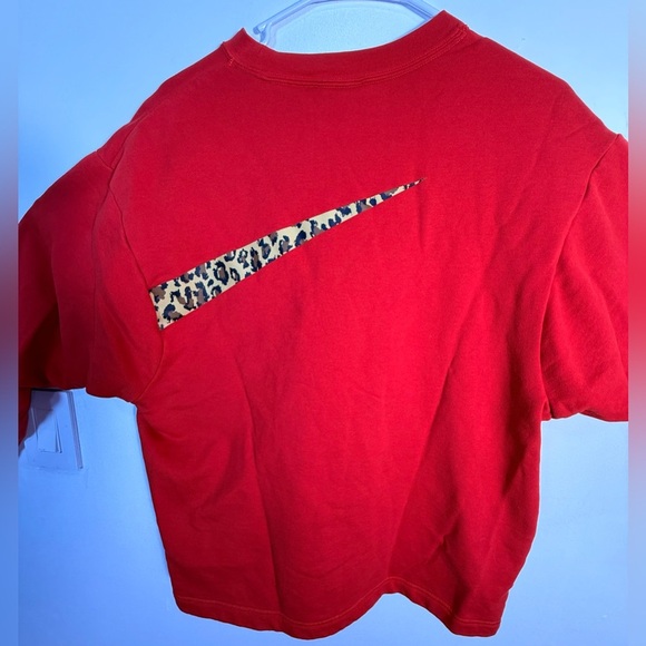 Nike Women's Red Sweatshirt with Leopard Swoosh - Picture 8 of 12